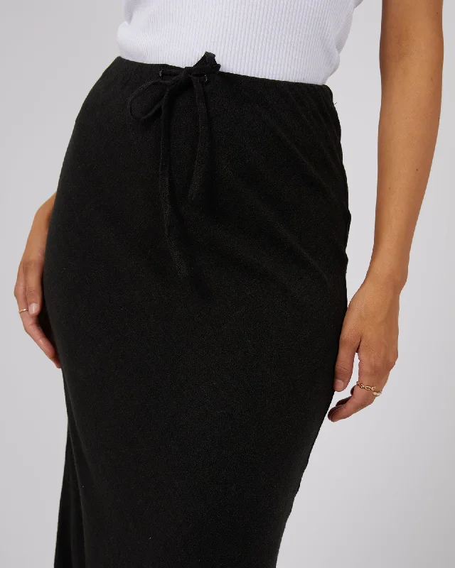 All About Eve Luxe Linen Maxi Skirt Black