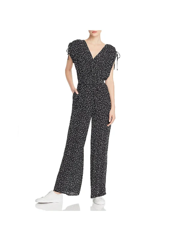 Amsterdam Womens Polka Dot Surplice Jumpsuit