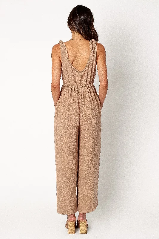 Ayla Linen Jumpsuit - Mocha