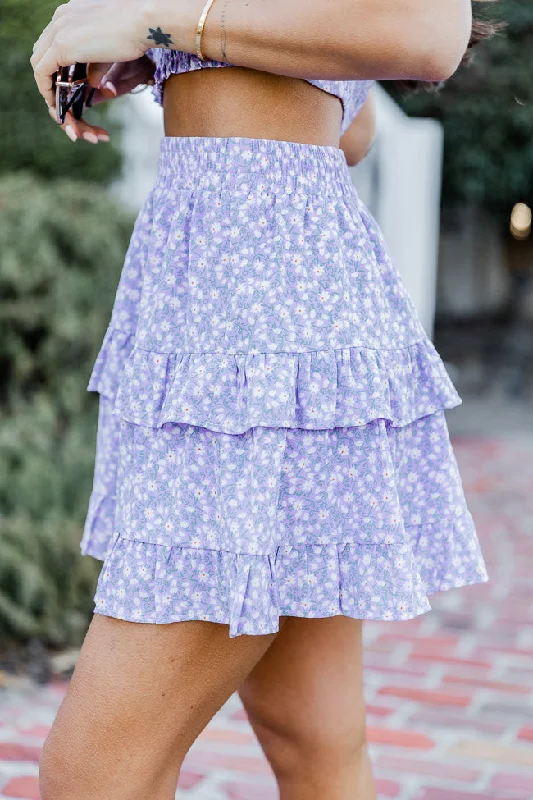 Be My Guest Purple Floral Skirt FINAL SALE