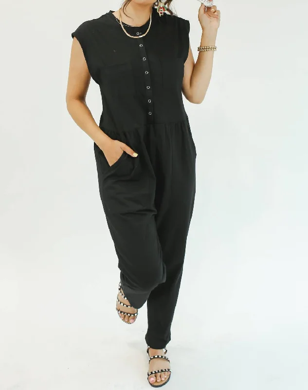 Fall Travels Jumpsuit In Black