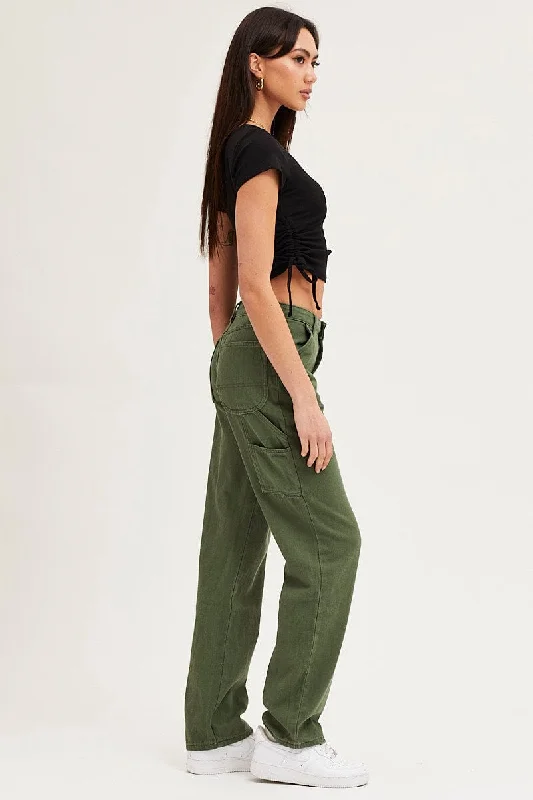 Green Carpenter Denim Jeans High Rise