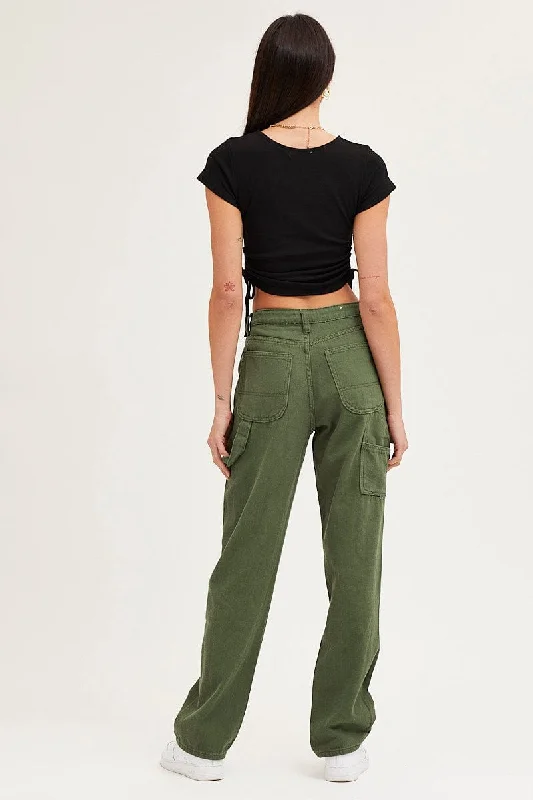 Green Carpenter Denim Jeans High Rise