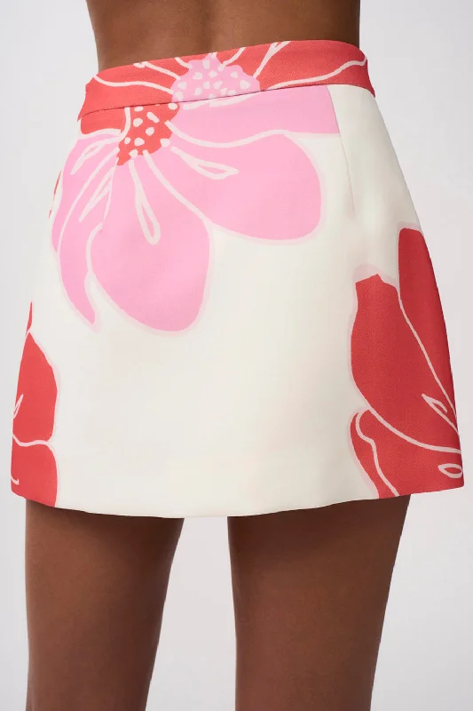 Heidi High Waist Mini Skirt - Pink Red Ivory