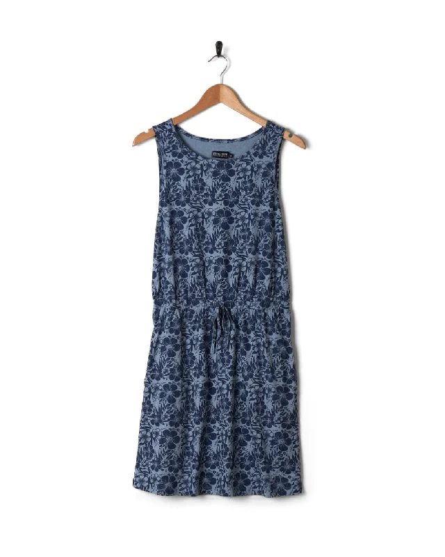 Hibiscus Bauhaus - Womens Midi Dress - Blue