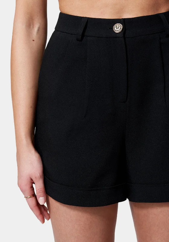 High Waist Woven Twill Short