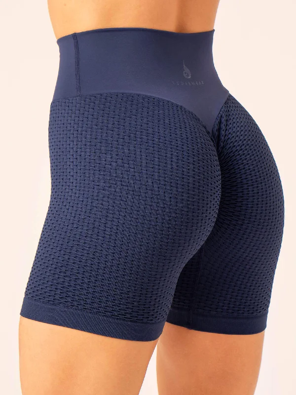 Honeycomb Scrunch Seamless Shorts - Navy