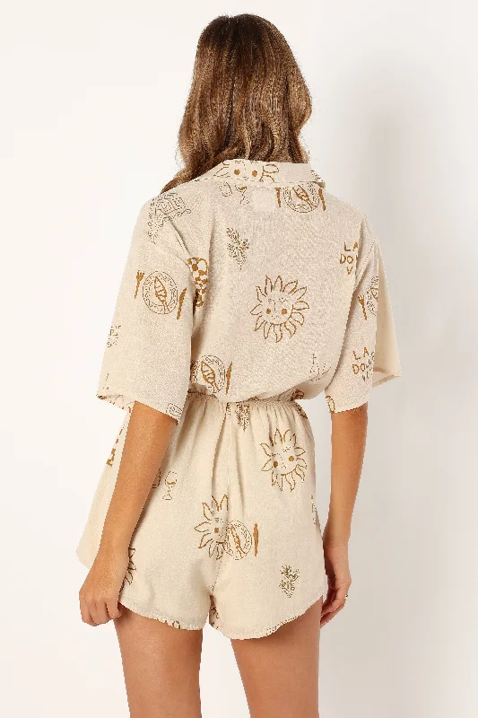 Ilios Playsuit - Beige Tan