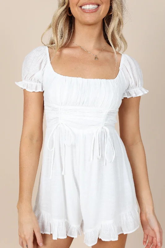 Jucee Frill Romper - White