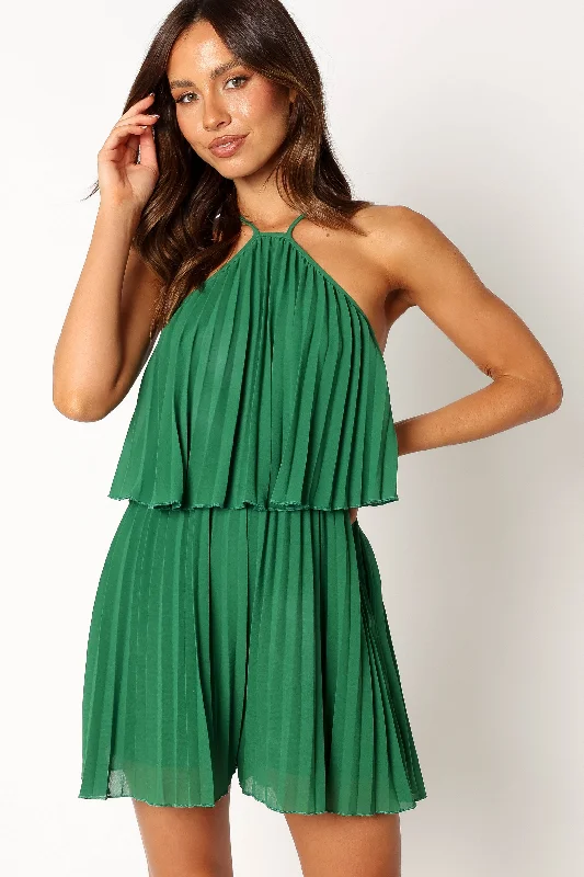 Magnolia Pleat Playsuit - Green