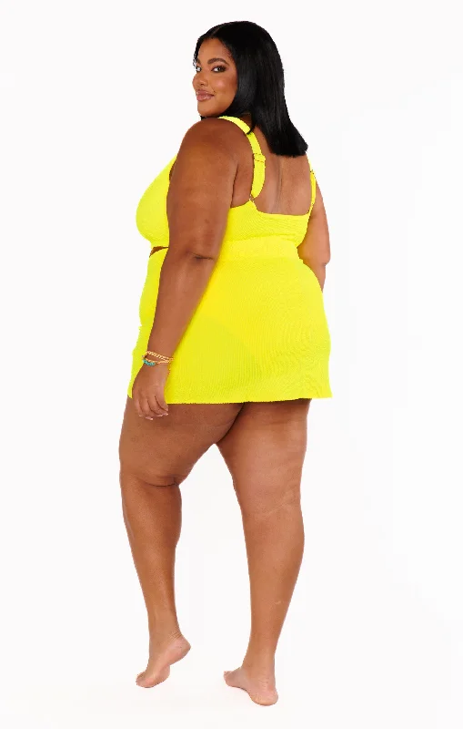 Mary Mini Skirt ~ Highlighter Yellow Scrunch