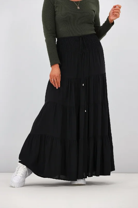 New U Collection Maxi Skirt Plain Black