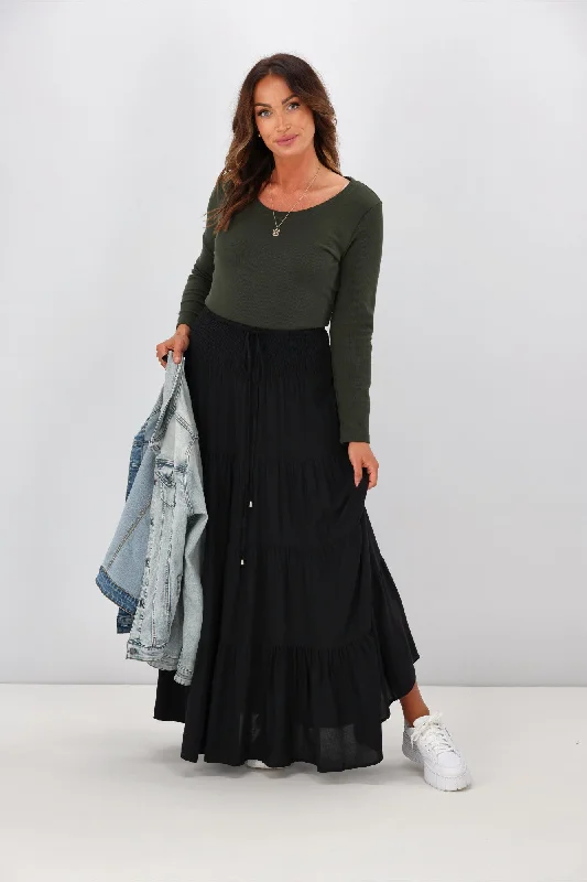 New U Collection Maxi Skirt Plain Black