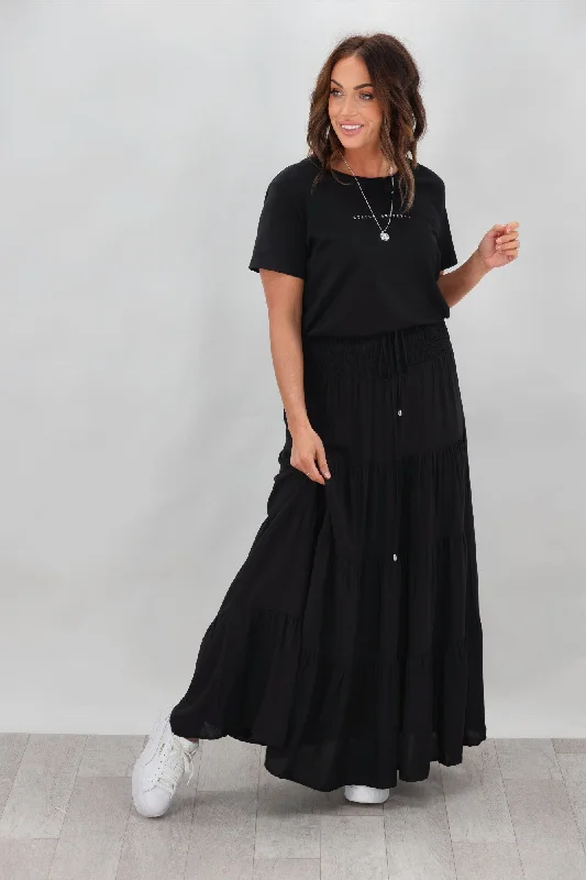 New U Collection Maxi Skirt Plain Black