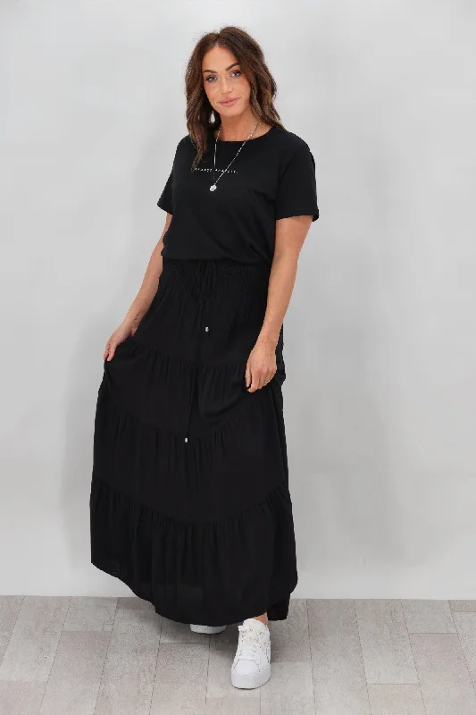 New U Collection Maxi Skirt Plain Black