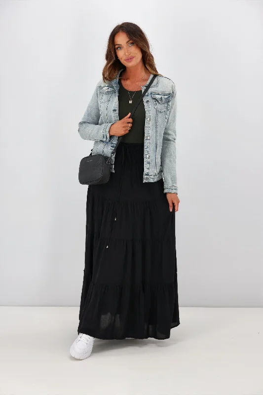 New U Collection Maxi Skirt Plain Black