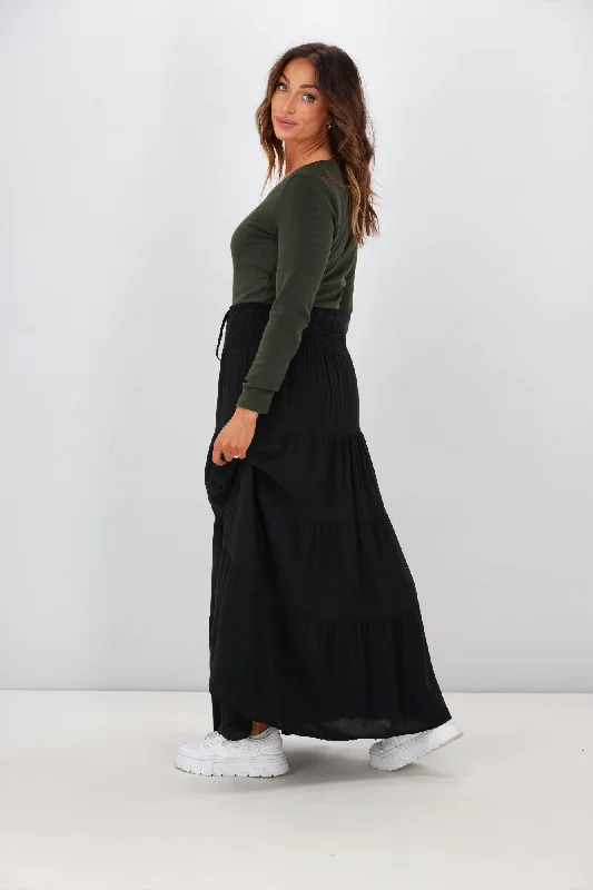 New U Collection Maxi Skirt Plain Black