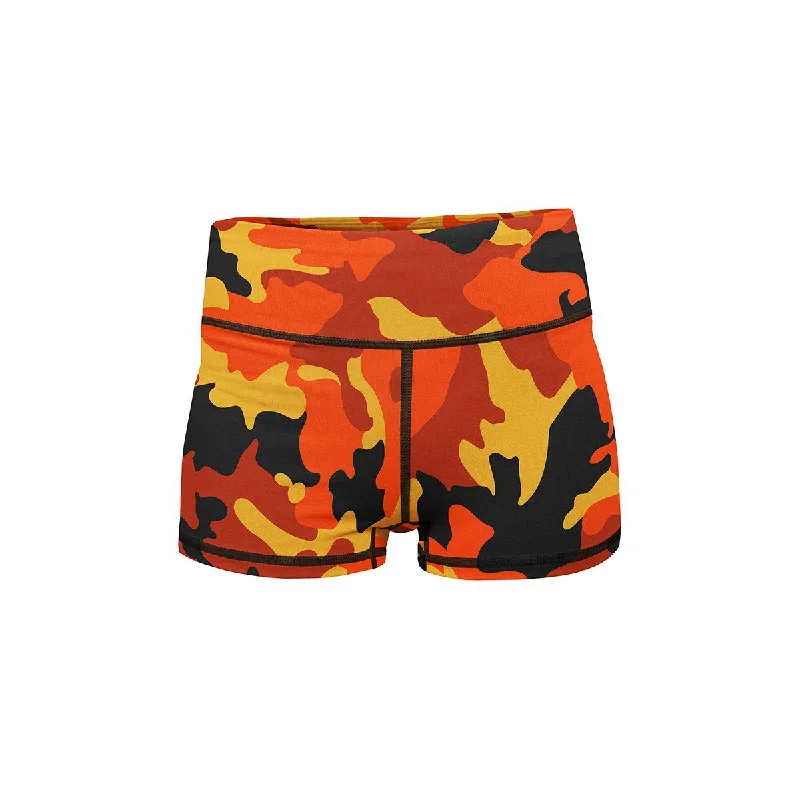 Orange Camo Yoga Shorts