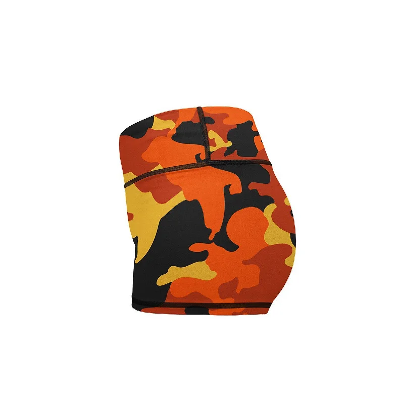 Orange Camo Yoga Shorts