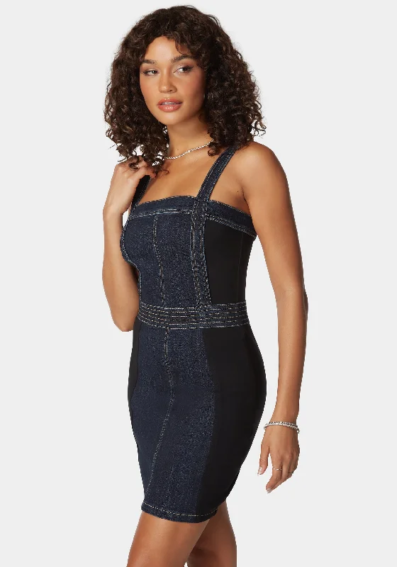 Pdr Combo Fitted Denim Dress