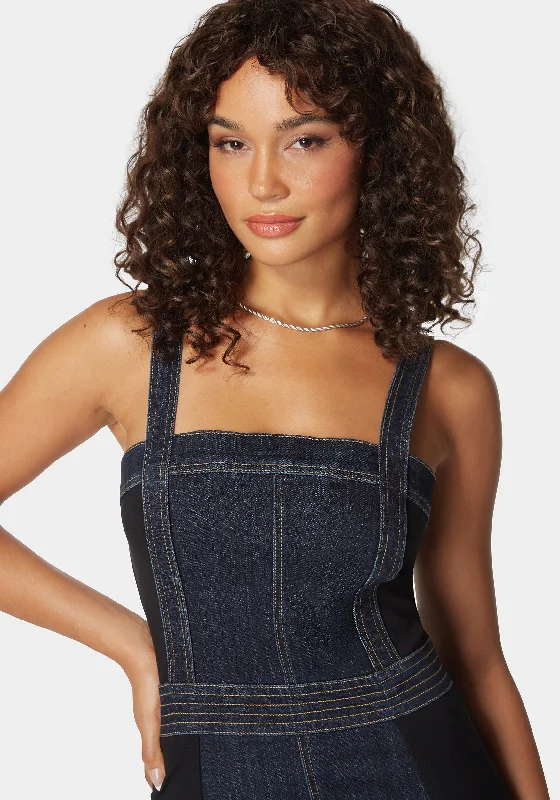 Pdr Combo Fitted Denim Dress