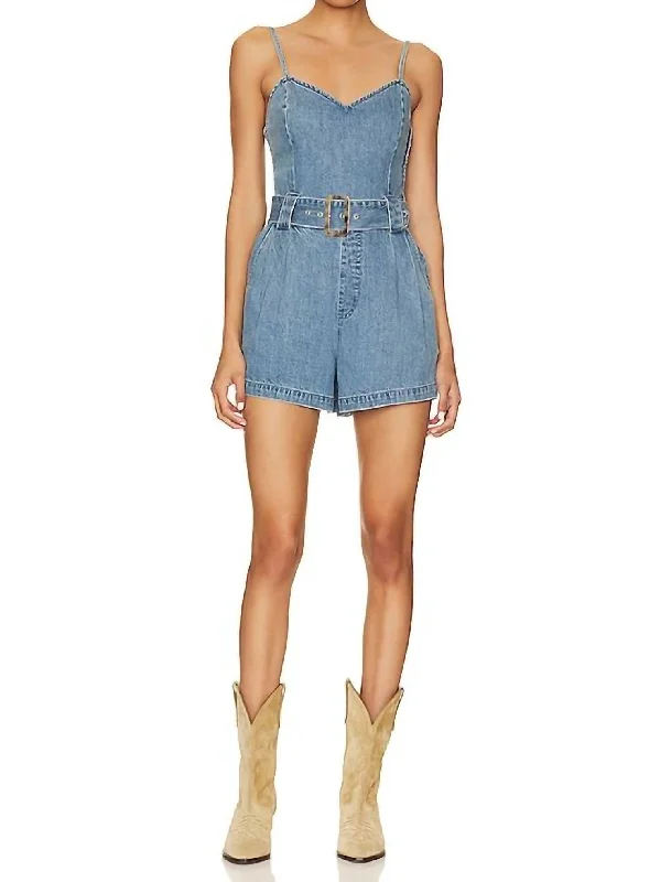 Sloan Romper In Dusk Blue