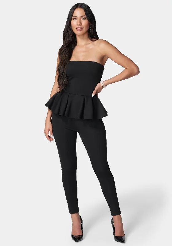 Strapless Peplum Catsuit