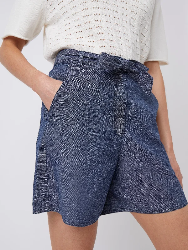 Summer Chambray Belted Shorts