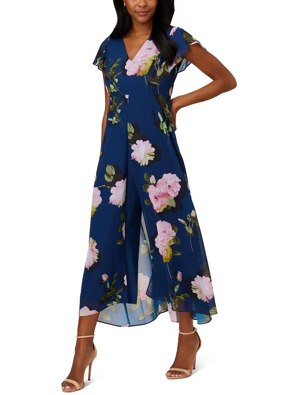 Womens Chiffon Floral Jumpsuit