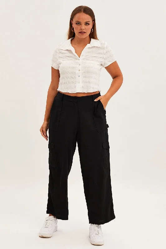 Black Cargo Pants High Rise