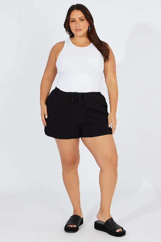 Black Relaxed Shorts Elasticated Waist