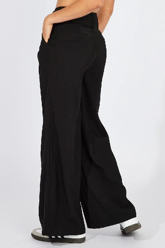 Black Wide Leg Pants High Rise