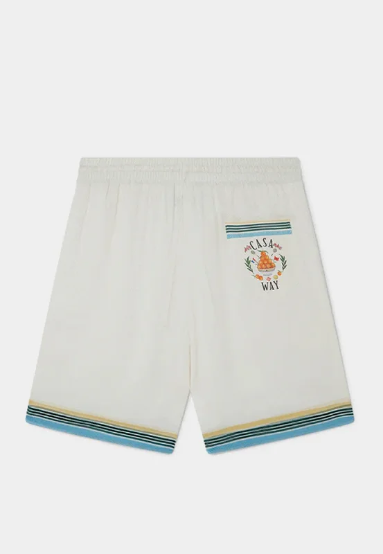 Casablanca Silk Shorts With Drawstrings Offwhite