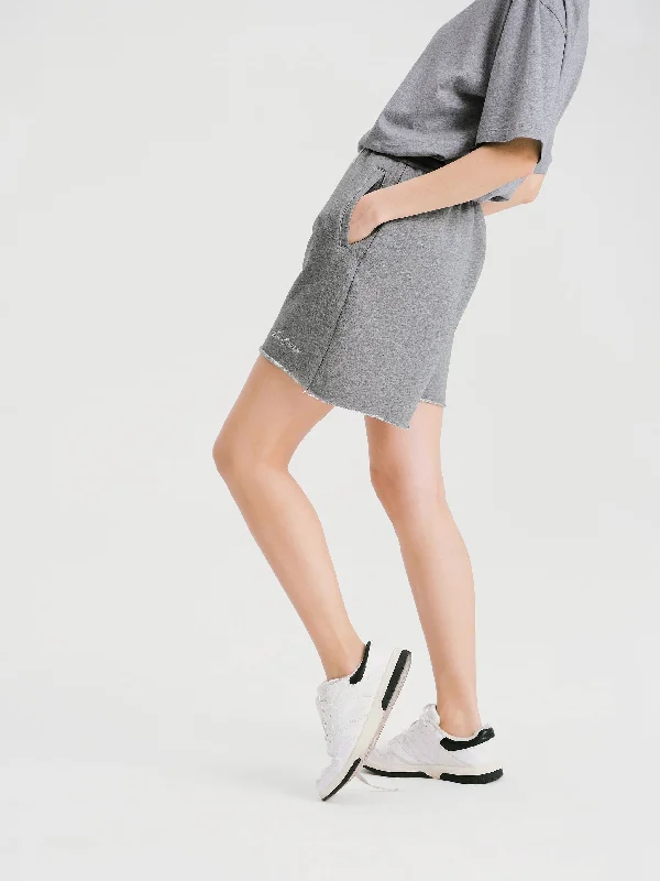 Casual Shorts With Rolled Hem-Light Gray