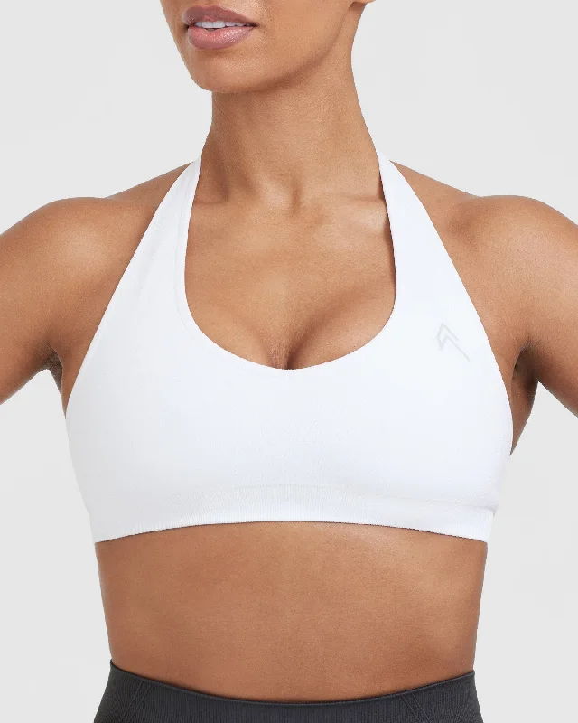 Classic Seamless 2.0 Halter Neck Bralette | White