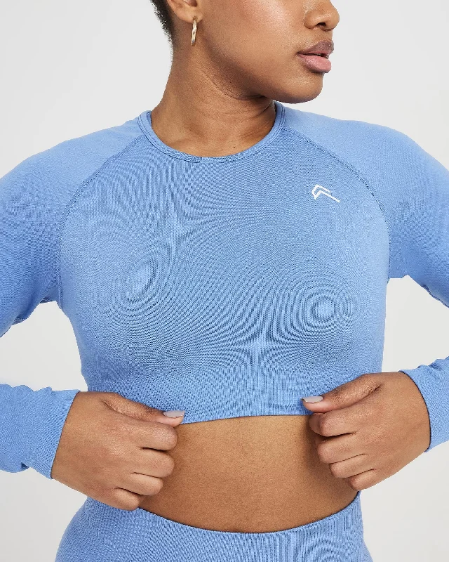 Classic Seamless 2.0 Long Sleeve Crop Top | Light Denim Marl