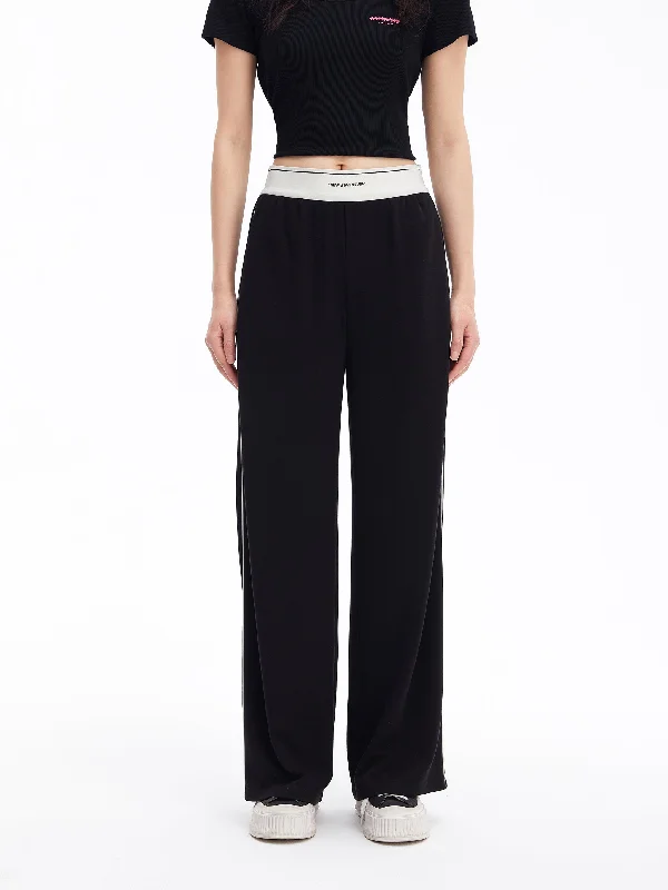 Colour Block Casual Pants-Black