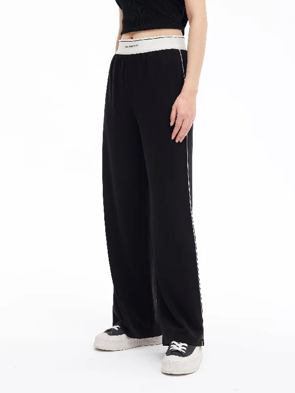 Colour Block Casual Pants-Black