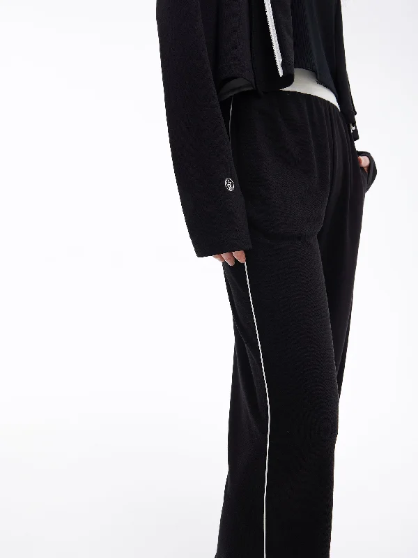 Colour Block Casual Pants-Black