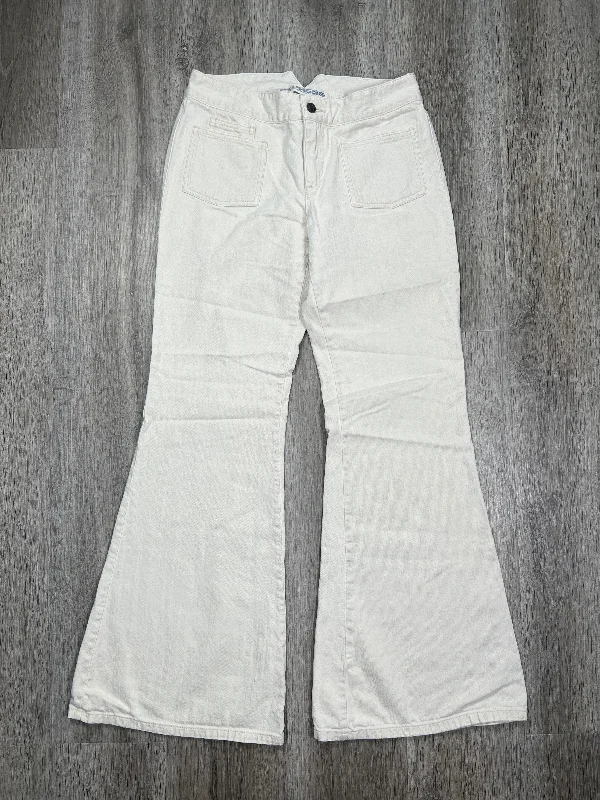 Cream Denim Jeans Flared Express, Size 8