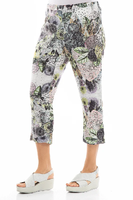 Cropped Botanical Linen Trousers