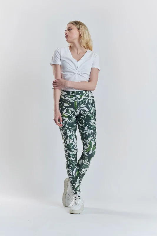 Cycad recycled-fabric performance leggings - Leaf Print