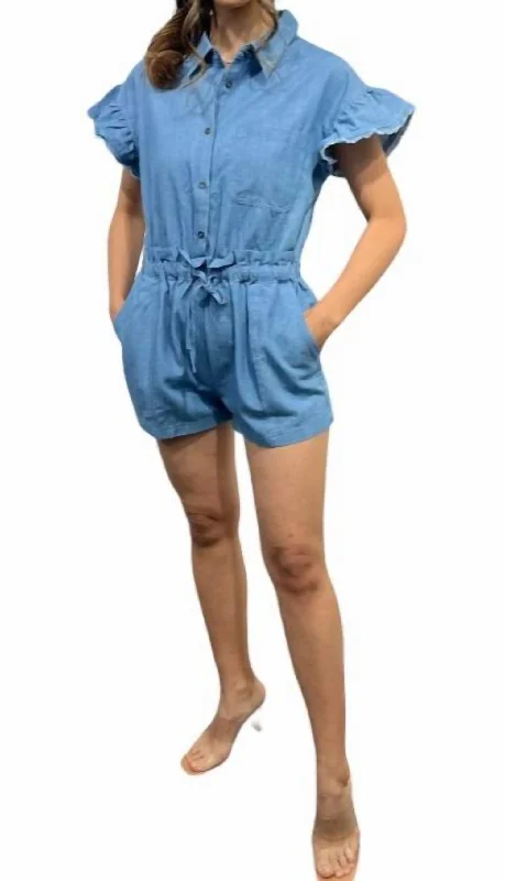 Denim Romper In Blue