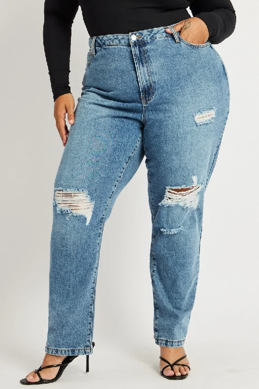 Denim Wide Leg Jeans High Rise