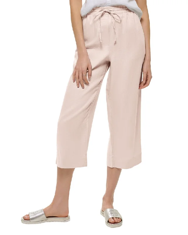 DKNY Pull-On Straight Leg Linen Pant