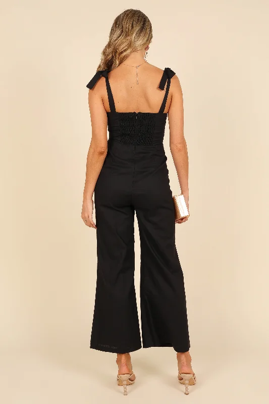 Emma Tie Shoulder Jumpsuit - Black