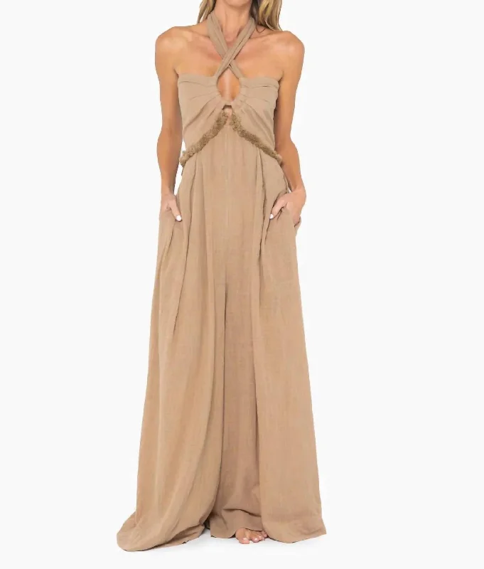 Esme Jumpsuit In Beige