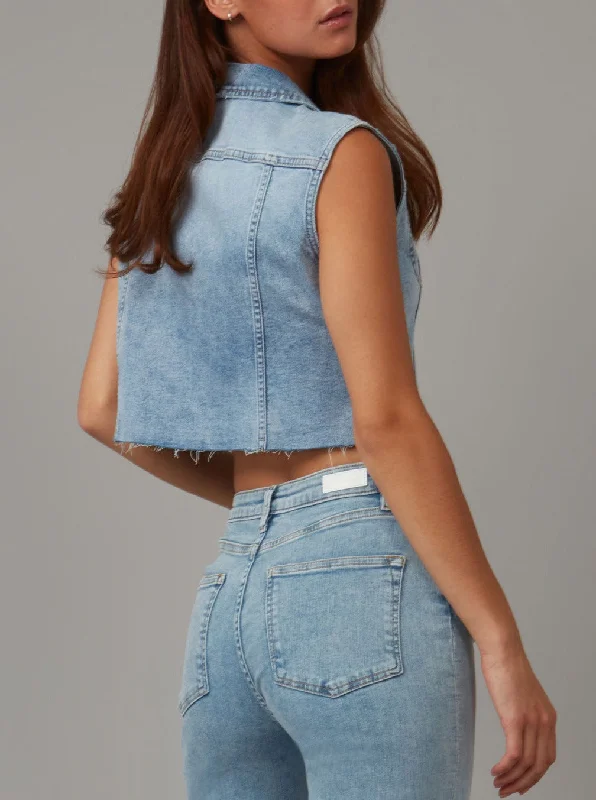 GABBIE-SBS Crop Vest - Stone Blue Skyline