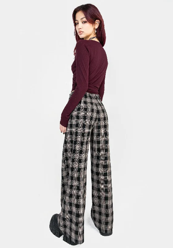 Glenda Wide Leg Check Trousers