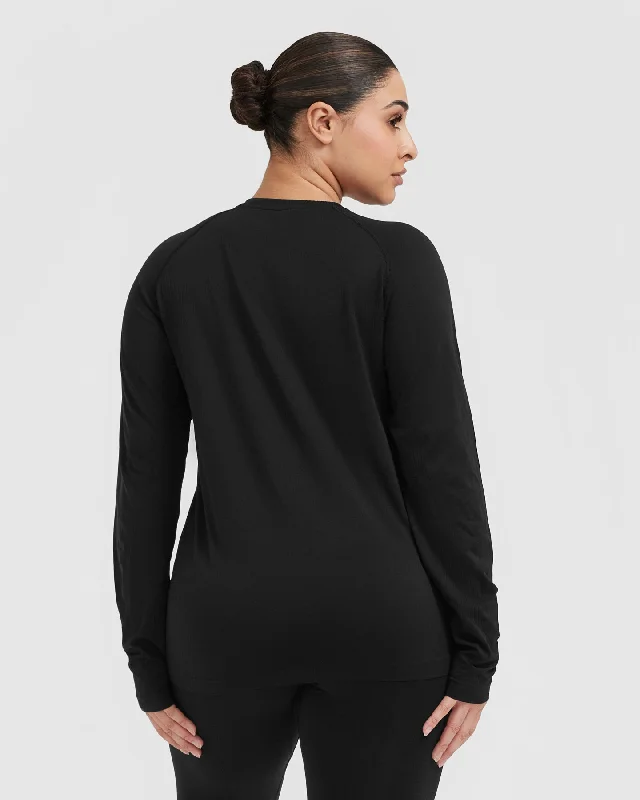 Go To Seamless Loose Long Sleeve Top | Black